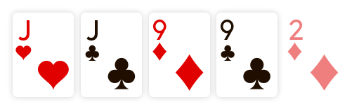 Example of Two pair poker hand ranking